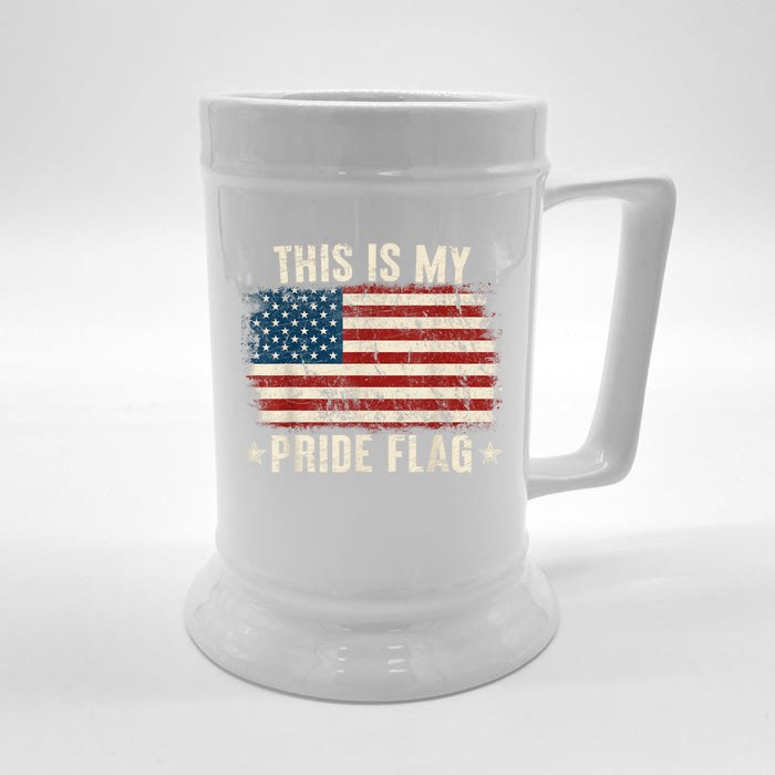 This Is My Pride Flag USA American 4th Of July Patriotic Front & Back Beer Stein