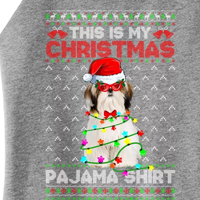 This Is My Christmas Pajama Shih Tzu Dog Ugly Xmas Meaningful Gift Women’s Perfect Tri Rocker Tank