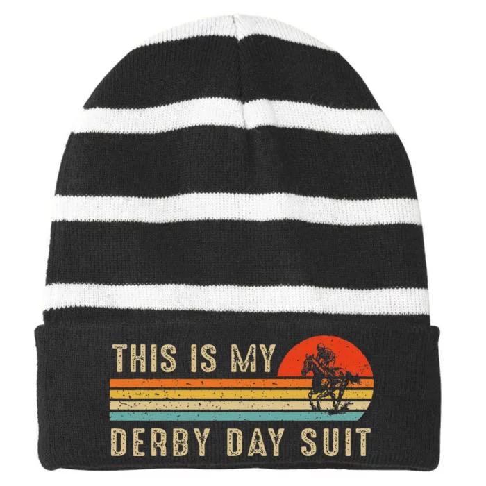 This Is My Derby Day Suit Horse Racing Lover Day Striped Beanie with Solid Band