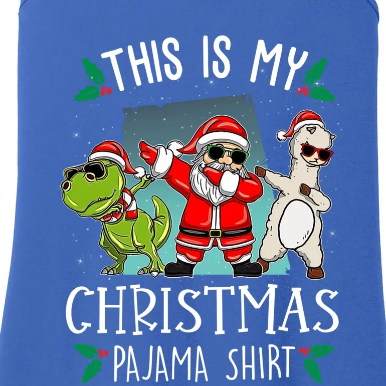 This Is My Christmas Pjs Dabbing Santa Dinosaur Llama Xmas Gift Ladies Essential Tank