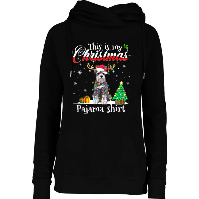 This Is My Christmas Pajama Schnauzer Lover Dog Womens Funnel Neck Pullover Hood