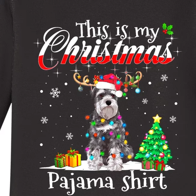 This Is My Christmas Pajama Schnauzer Lover Dog Baby Long Sleeve Bodysuit