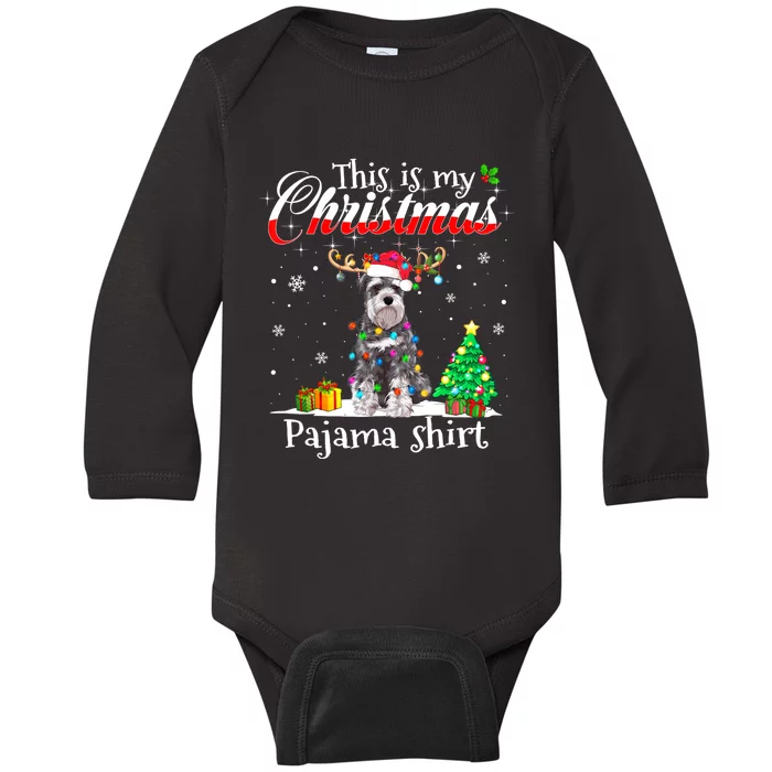 This Is My Christmas Pajama Schnauzer Lover Dog Baby Long Sleeve Bodysuit