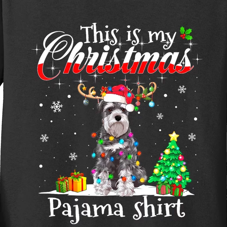 This Is My Christmas Pajama Schnauzer Lover Dog Kids Long Sleeve Shirt