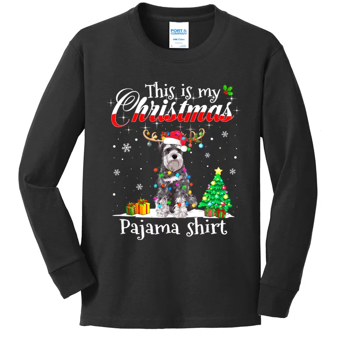 This Is My Christmas Pajama Schnauzer Lover Dog Kids Long Sleeve Shirt