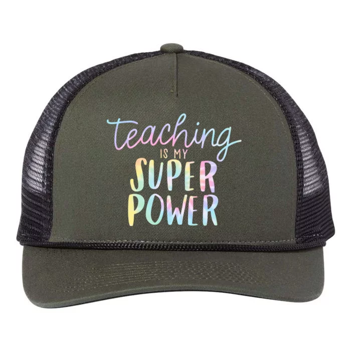 Teaching Is My Super Power Funny Teacher Life Back To School Meaningful Gift Retro Rope Trucker Hat Cap