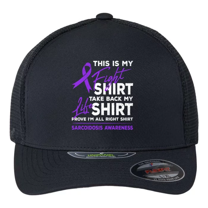 This Is My Fighfunny Gift Sarcoidosis Awareness Purple Ribbon Gift Flexfit Unipanel Trucker Cap