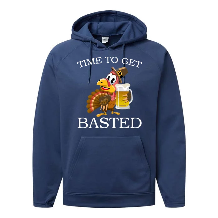 Time To Get Basted Funny Thanksgiving Performance Fleece Hoodie