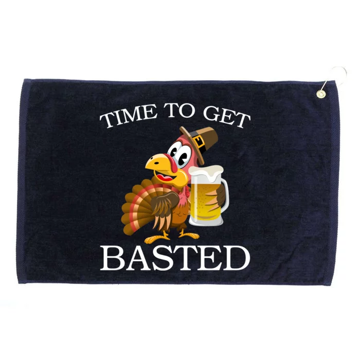 Time To Get Basted Funny Thanksgiving Grommeted Golf Towel