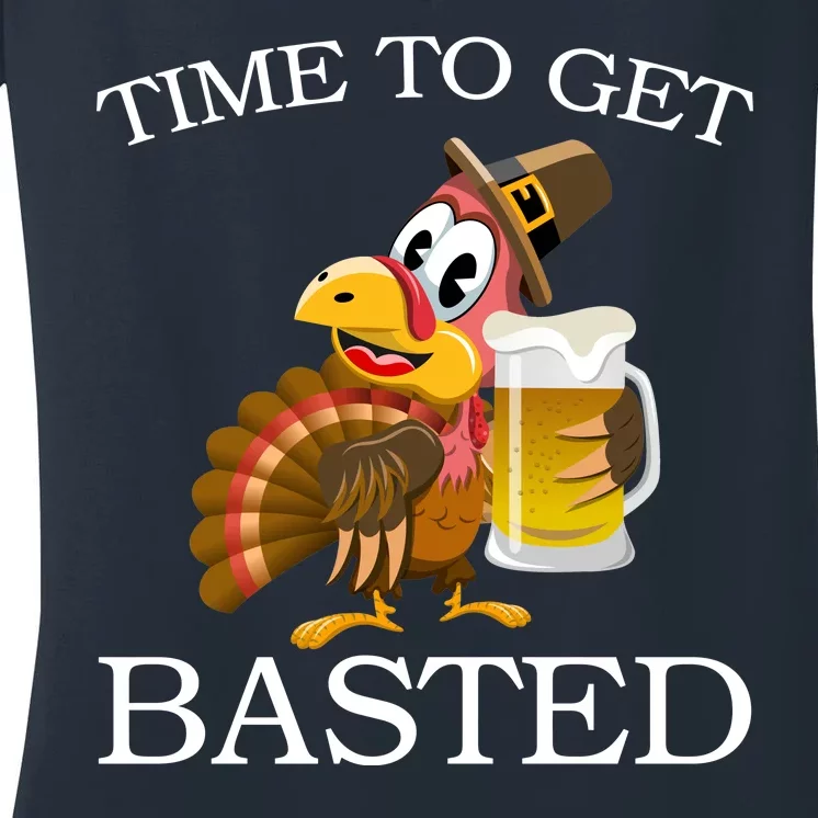 Time To Get Basted Funny Thanksgiving Women's V-Neck T-Shirt