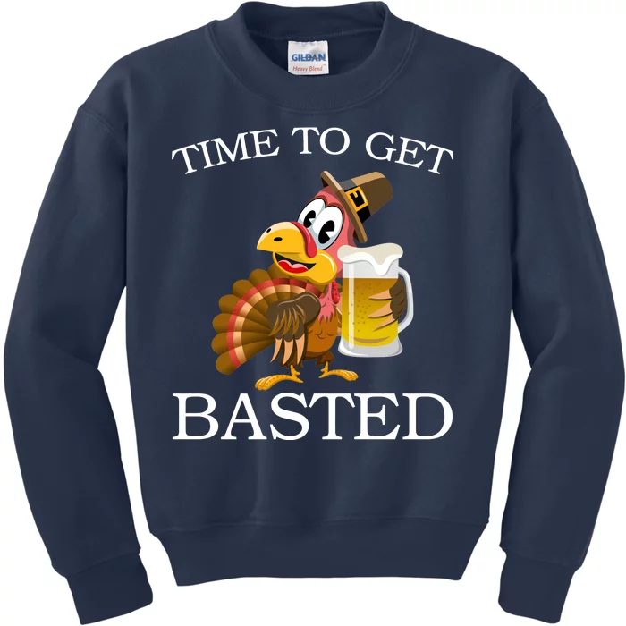 Time To Get Basted Funny Thanksgiving Kids Sweatshirt