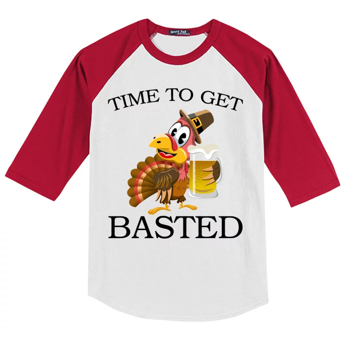 Time To Get Basted Funny Thanksgiving Kids Colorblock Raglan Jersey