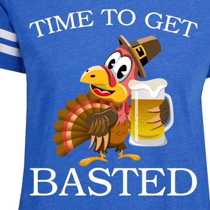 Time To Get Basted Funny Thanksgiving Enza Ladies Jersey Football T-Shirt