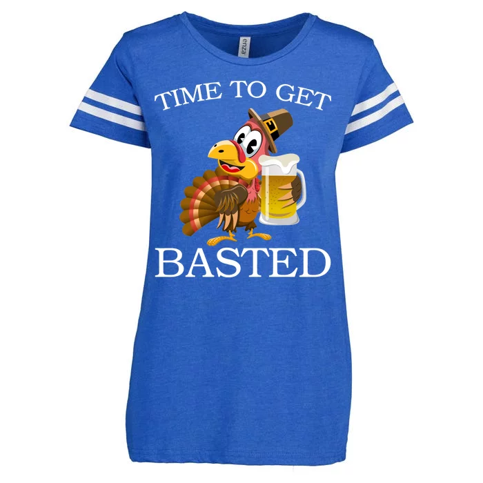 Time To Get Basted Funny Thanksgiving Enza Ladies Jersey Football T-Shirt