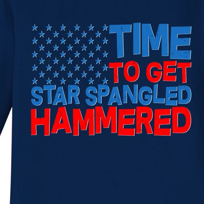 Time To Get Star Spangled Hammered Baby Long Sleeve Bodysuit