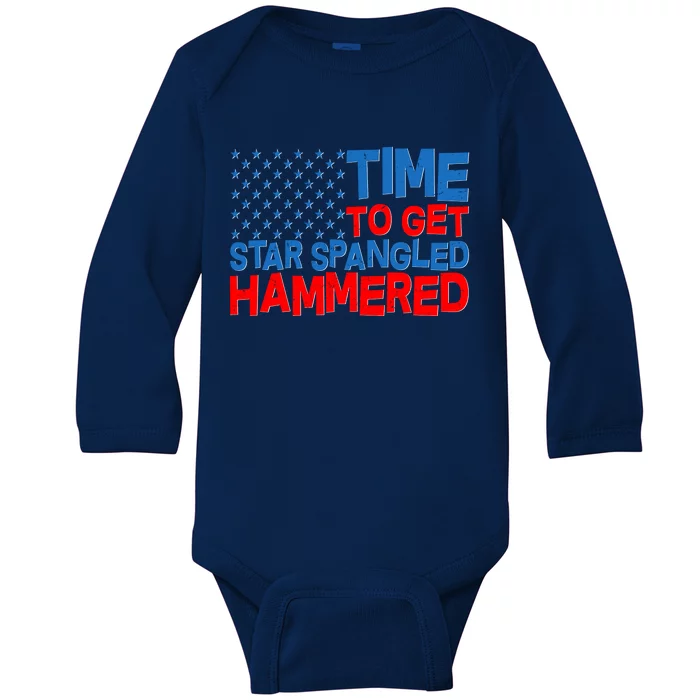 Time To Get Star Spangled Hammered Baby Long Sleeve Bodysuit