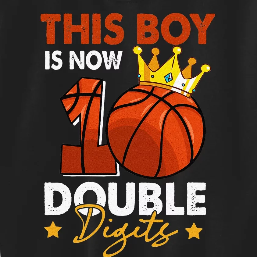 This  Is Now 10 Double Digits Basketball 10th Birthday Kids Sweatshirt