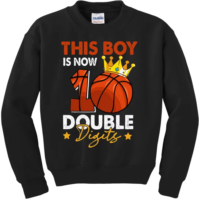 This  Is Now 10 Double Digits Basketball 10th Birthday Kids Sweatshirt