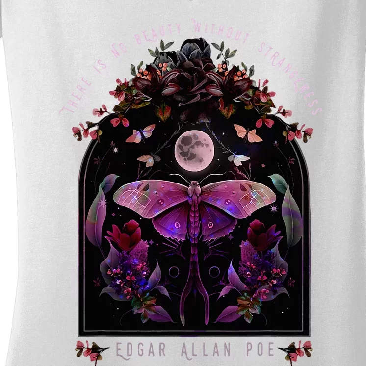 There Is No Beauty Some Strangeness By Edgar Allan Poe Women's V-Neck T-Shirt