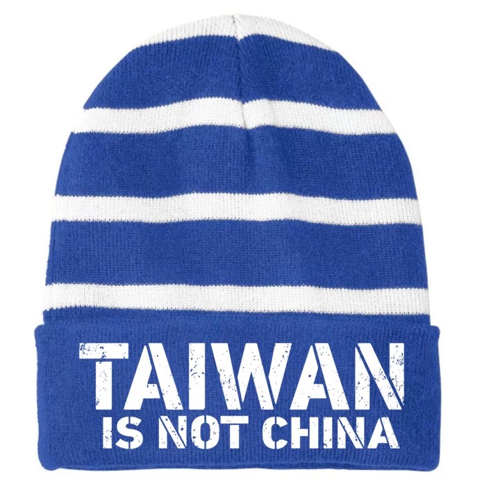 Taiwan Is Not China Costume Support And Defend Democracy Gift Striped Beanie with Solid Band