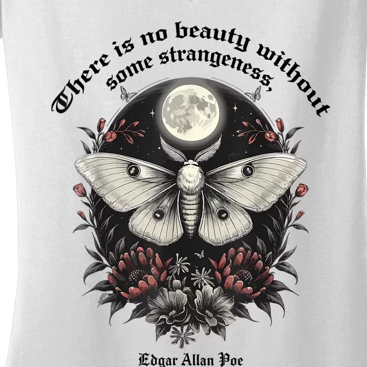 There Is No Beauty Without Some Strangeness Edgar Allan Poe Women's V-Neck T-Shirt