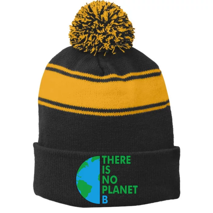 There Is No Planet B Earth Day Environmental Protection Stripe Pom Pom Beanie