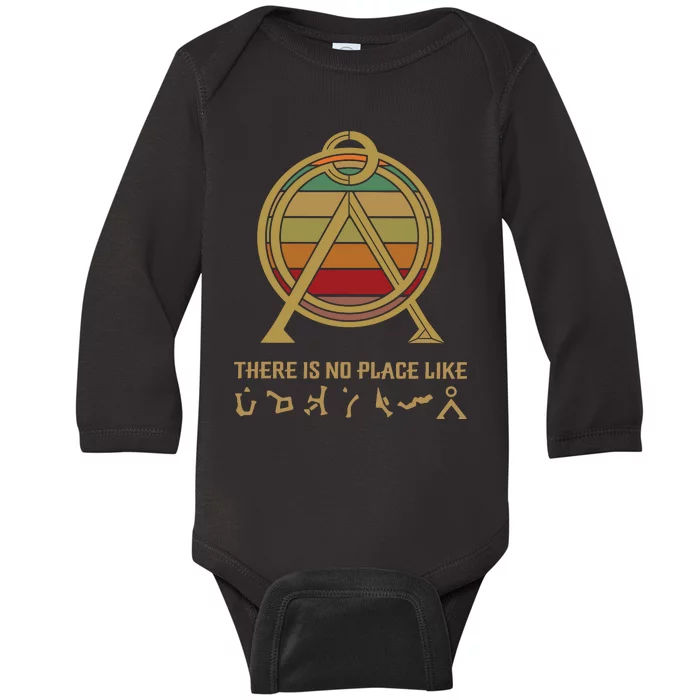 There Is No Place Like Home Vintage Stargate Atlantis Symbol Baby Long Sleeve Bodysuit