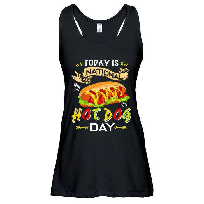 Today Is National Hot Dog Day Funny Hot Dog Gifts Ladies Essential Flowy Tank