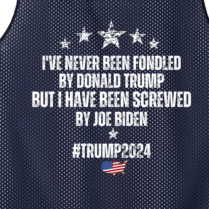 TRUMP2024 I've Never Been Fondled By Trump But I Have Been Screwed By Biden Mesh Reversible Basketball Jersey Tank