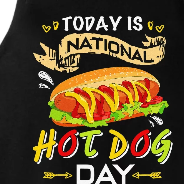 Today Is National Hot Dog Day Funny Hot Dog Giftss Ladies Tri-Blend Wicking Tank