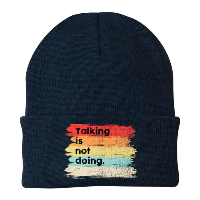 Talking Is Not Doing Positive Message Quotes Sayings Gift Knit Cap Winter Beanie