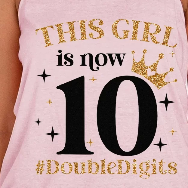 This Is Now 10 Double Digits 10 Year Old Birthday Women's Knotted Racerback Tank