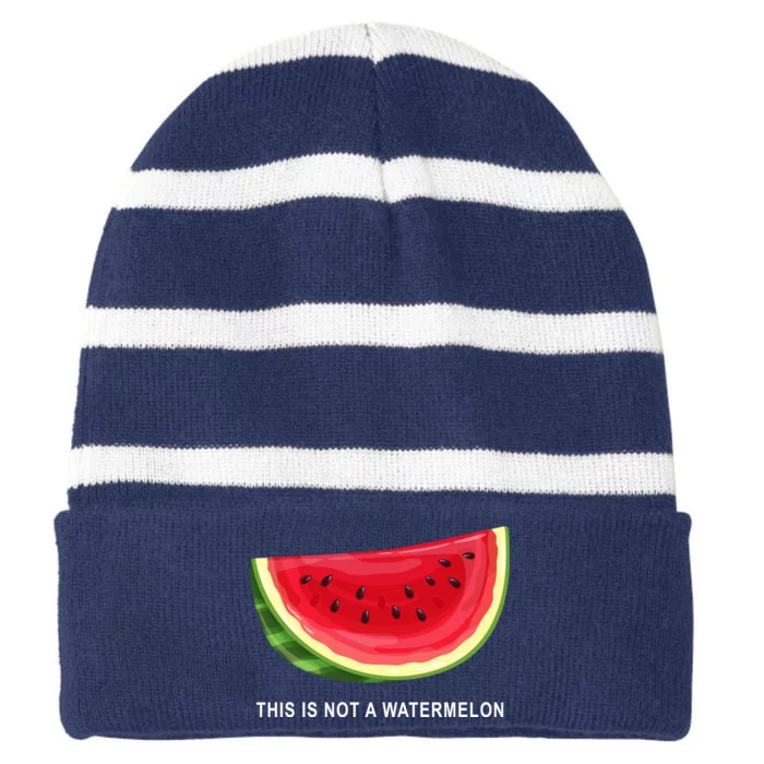 This Is Not A Watermelon Funny Striped Beanie with Solid Band