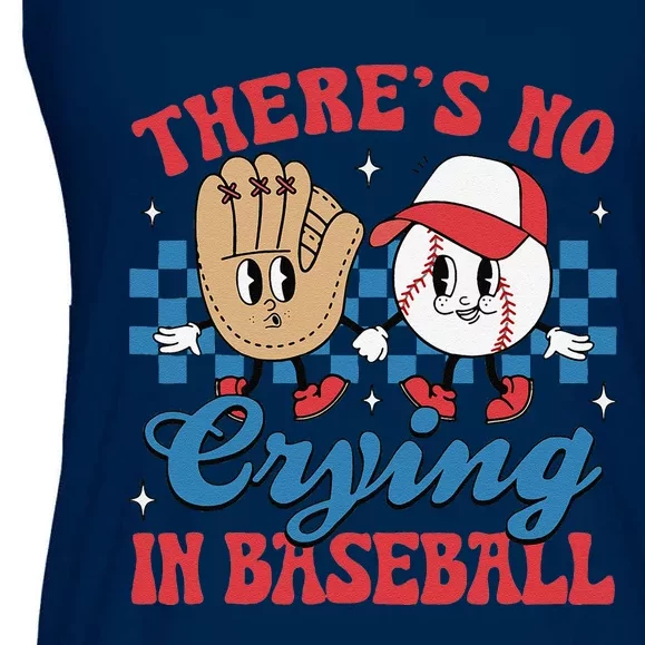 There Is No Crying In Baseball Funny Game Day Baseball Ladies Essential Flowy Tank