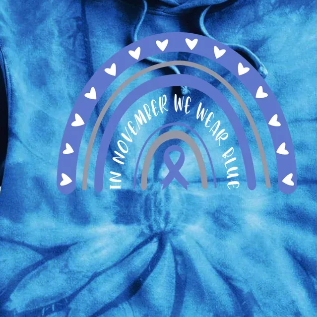 T1d In November We Wear Blue Diabetes Awareness Rainbow Gift Tie Dye Hoodie