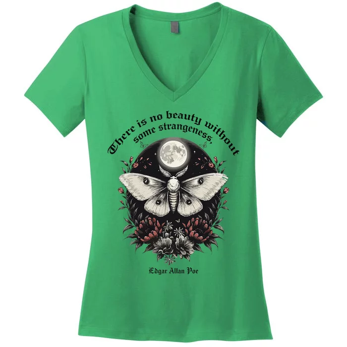 There Is No Beauty Without Some Strangeness Edgar Allan Poe Women's V-Neck T-Shirt