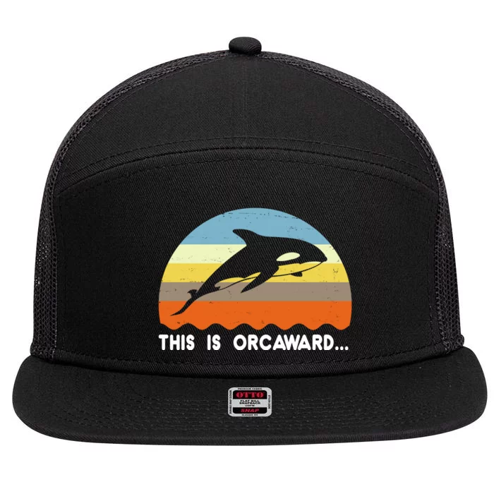 This Is Orcaward Funny Awkward Whale Sunset 7 Panel Mesh Trucker Snapback Hat