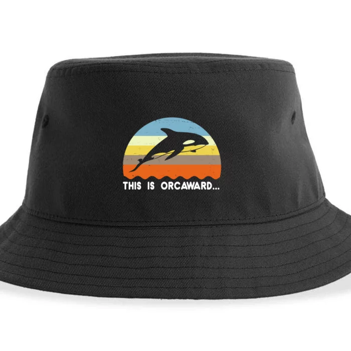 This Is Orcaward Funny Awkward Whale Sunset Sustainable Bucket Hat