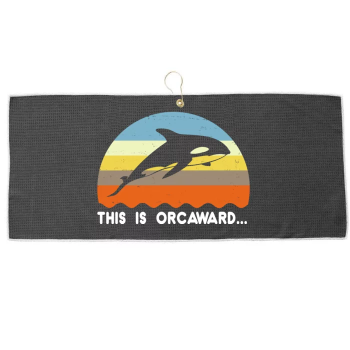 This Is Orcaward Funny Awkward Whale Sunset Large Microfiber Waffle Golf Towel