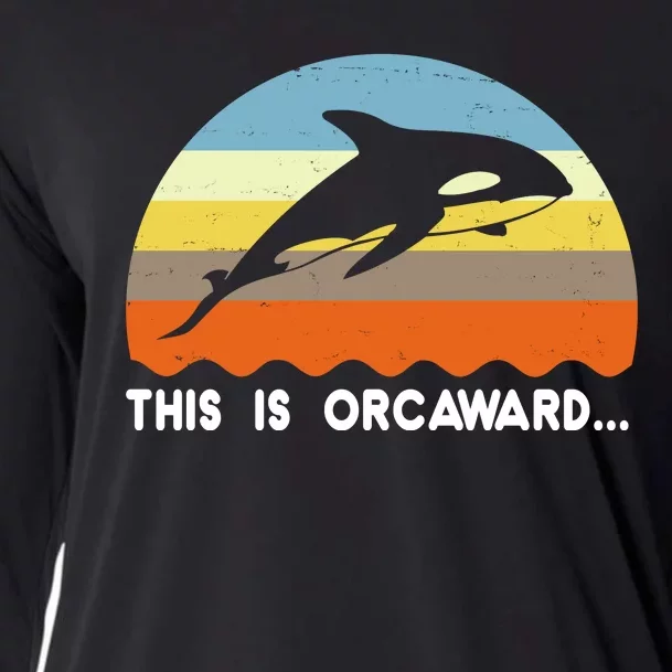 This Is Orcaward Funny Awkward Whale Sunset Cooling Performance Long Sleeve Crew