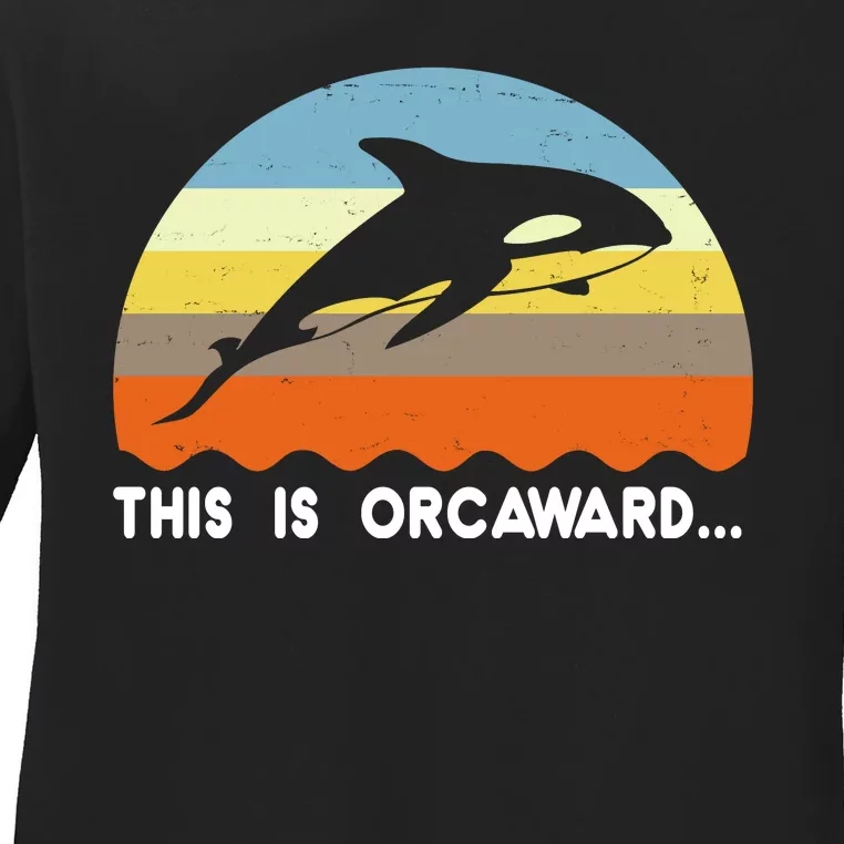 This Is Orcaward Funny Awkward Whale Sunset Ladies Long Sleeve Shirt