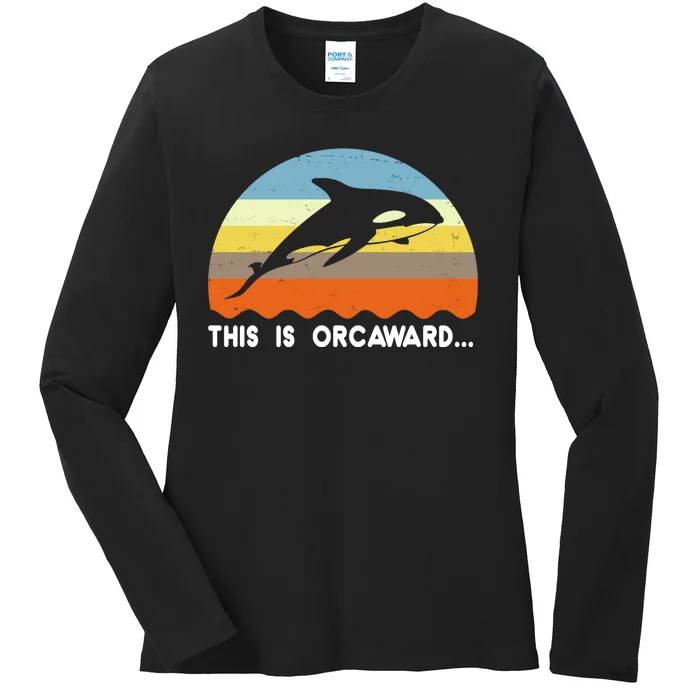 This Is Orcaward Funny Awkward Whale Sunset Ladies Long Sleeve Shirt