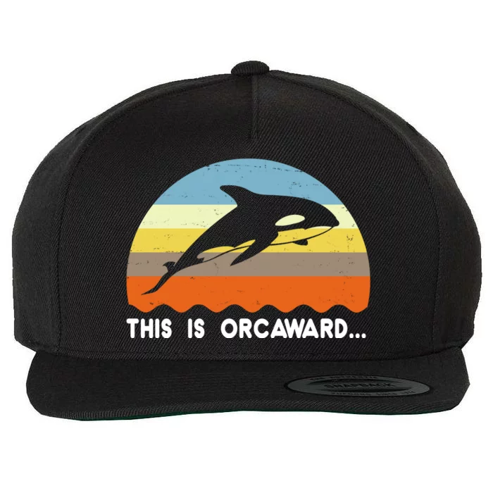 This Is Orcaward Funny Awkward Whale Sunset Wool Snapback Cap