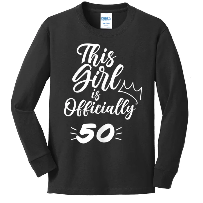 This  Is Officially 50 Fifty 50Th Fiftieth Cute Birthday Kids Long Sleeve Shirt