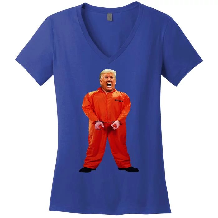 Trump In Orange Jumpsuit Women's V-Neck T-Shirt