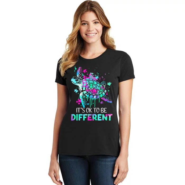 Turtle It's Ok To Be Different Autism Puzzle Piece Women's T-Shirt