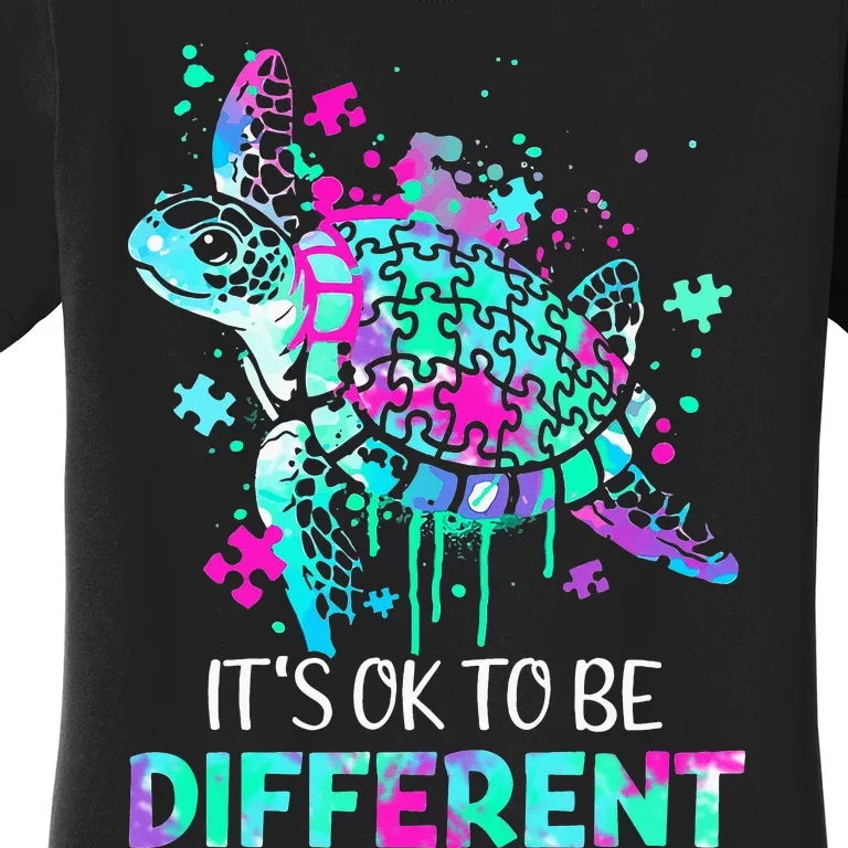 Turtle It's Ok To Be Different Autism Puzzle Piece Women's T-Shirt