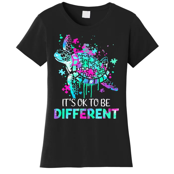 Turtle It's Ok To Be Different Autism Puzzle Piece Women's T-Shirt