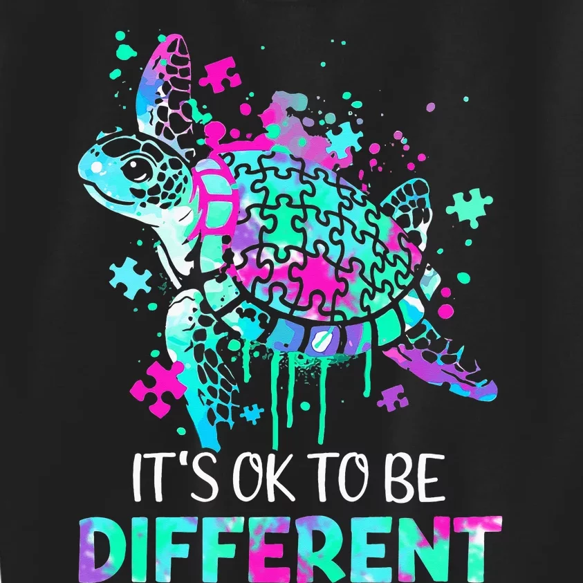 Turtle It's Ok To Be Different Autism Puzzle Piece Kids Sweatshirt