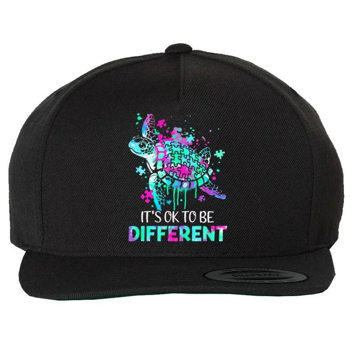 Turtle It's Ok To Be Different Autism Puzzle Piece Wool Snapback Cap